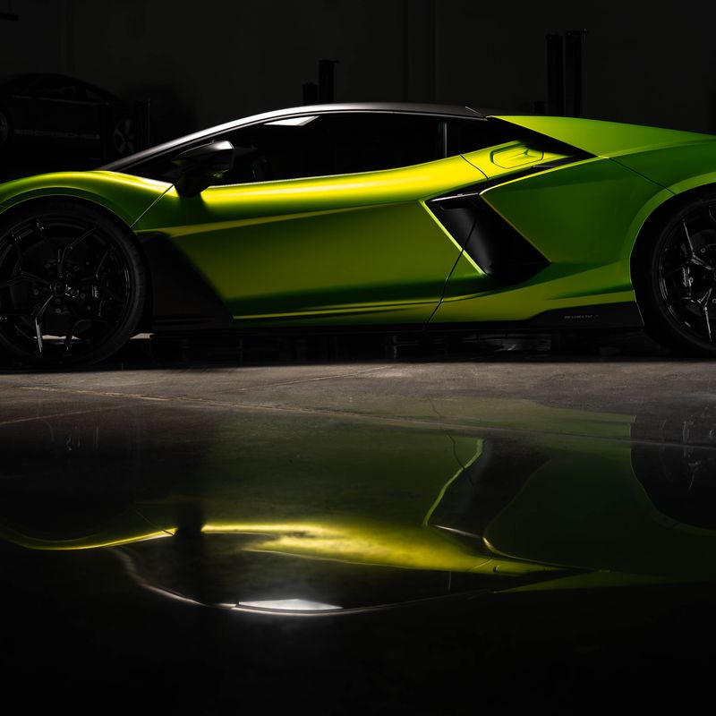 Matte green Lamborghini Revuelto in the HD shop